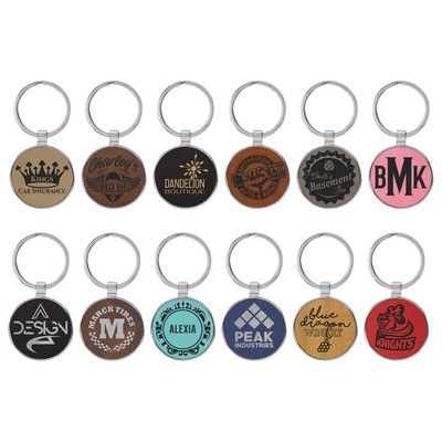 1.5" Premium Leatherette Round Keychain