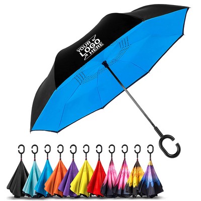 Double Layer Inverted Umbrella With C-Shaped Handle