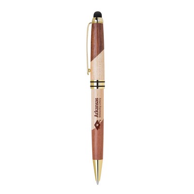 ECO-Friendly Curvy Design wooden stylus and ballpoint pen