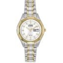 Citizen® Ladies' Silhouette Sport Eco-Drive® Two-Tone Stainless Steel Watch w/White Dial