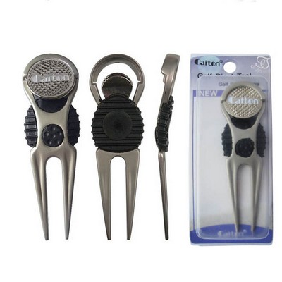 Metal Golf Divot Repair Tool with Ball Marker