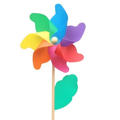 9.5" Rainbow Flower Pinwheels for Yard and Garden Decorations