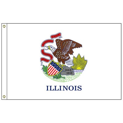 Illinois 5' x 8' 2-ply Polyester Flag w/ Heading & Grommets