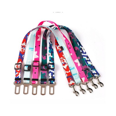 1"W x 24"L Adjustable Dog Safety Sublimation Polyester Seatbelt Leash