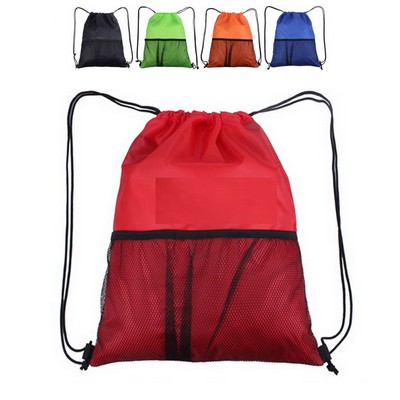 Drawstring Backpack with Mesh Pocket