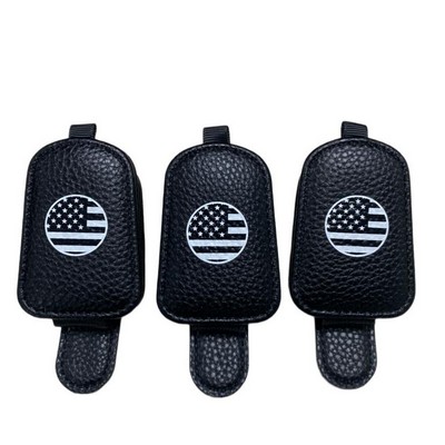 Magnetic PU Leather Sun Glasses Hanger Clip For Car