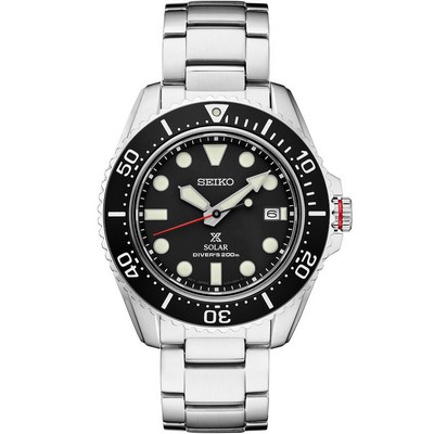 Seiko Prospex Diver's Stainless Steel Solar Black Dial Watch