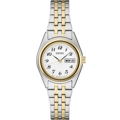 Seiko Essentials Quartz Two-Tone Watch w/White Dial