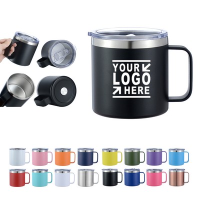 14oz. Stainless Steel Vacuum Camping Mug w/Handle