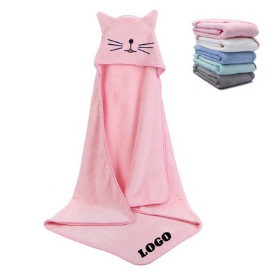 35 Inch Cute Cartoon Kids Bath Hooded Towel