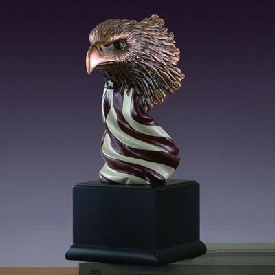 Eagle Head Trophy w/US Flag (5"x12")