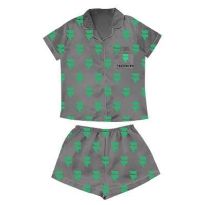 Allover Print Short Satin Pajama Set