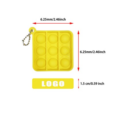 Square-Shaped Popping Push Bubble Keychain