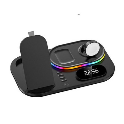 4in1 Wireless Charging Station with Night Light & Digital Clock