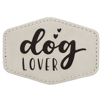 Hex Engraved Patch with Adhesive, White Faux Leather, 3 1/2" x 2 1/2"