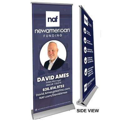 Silver Twin Retractable Banner with Poly Film- 34" silver base. Full Color, No Minimum!