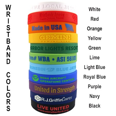 Custom Screen Printed Adult Size Silicone Wristband 8"