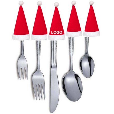 Christmas Santa Hat Bottle Cap Silverware Holders