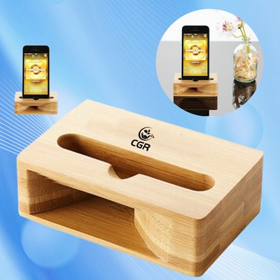 Eco-Friendly Mobile Phone Stand with Bamboo Acoustic Amplifier