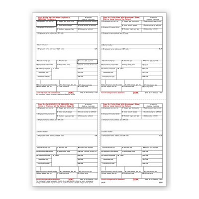 W-2 Tax Forms Set, 4-Up