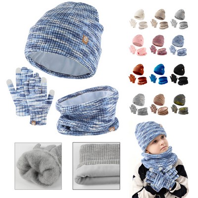 Kids Winter Hat Scarf Gloves Set