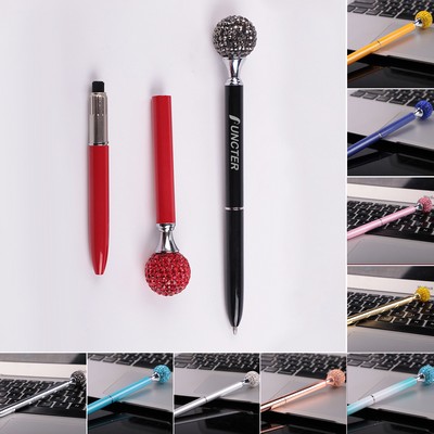 Crystal Jewel Pen Bling Metal Design Retractable Ballpoint Pen