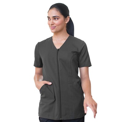 Edwards Industries Women's Stretch Full-Zip Tunic Scrub Shirt