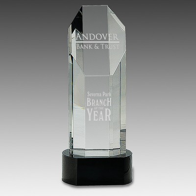 9.75" Octagon Slant-Top Crystal Award on Black Pedestal Base