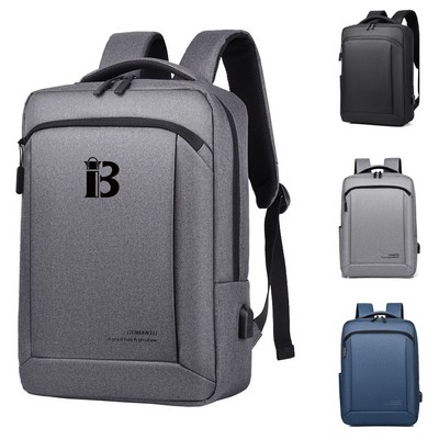 Oxford Men's waterproof backpack with usb charging port