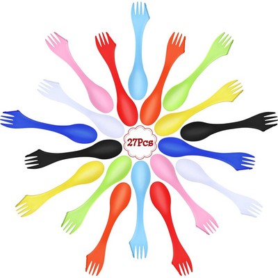 Plastic Sporks 3 in 1 Spoon Fork and Knife Utensils Kit for Picnic