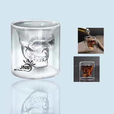 Skull Whiskey Glass Cup with Double Layers and Transparency