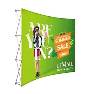 10' x 8' Pop Up Fabric Foldable Display Wall - Curved