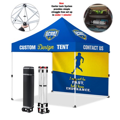 10' X 10' Heavy Duty Pop Up Canopy Tent w/ Back Full Wall (Dye Sublimation)