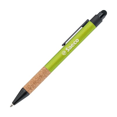 Manuel Recycled Aluminum Pen w/Cork Grip - Lime Green