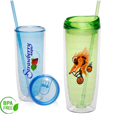 20 oz. BPA free Tall Double Wall Acrylic Tumblers w/ Straw