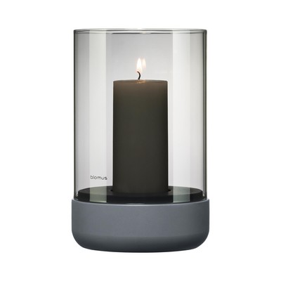 blomus Calma Medium Steel Gray Hurricane Lamp