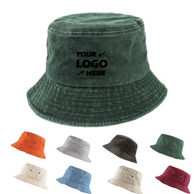 Vintage Washed Denim Bucket Fisherman Hats