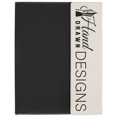 9½" x 12" White Leatherette & Black Canvas Portfolio