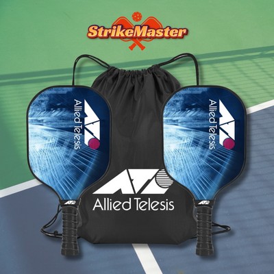 StrikeMaster Fiberglass Pickleball Set 2 Paddles 4 Balls with Drawstring Bag