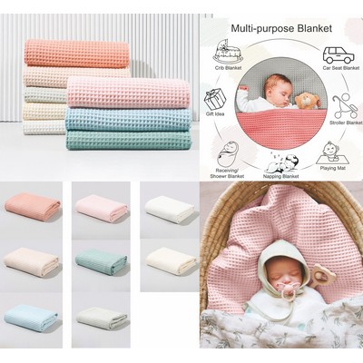 100% Cotton Baby Waffle Weave Blanket Swaddling Blankets 30"x 40" Baby Toddler Blanket