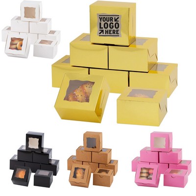 4 x 4 x 2.5 Inches Paper Cookie Boxes With Window