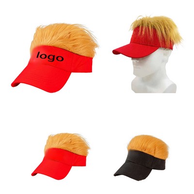 Adjustable Baseball Wig Caps Fake Hairs Visor Hat