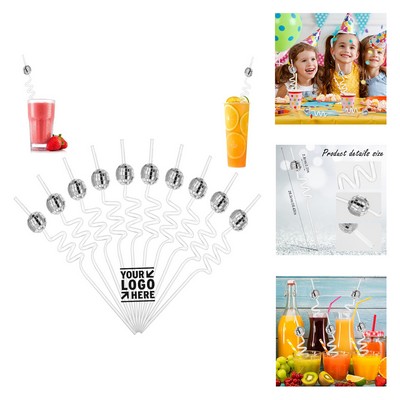 Reusable Disco Ball Plastic Straw Party Decorations Mirror Reflective Stirrer