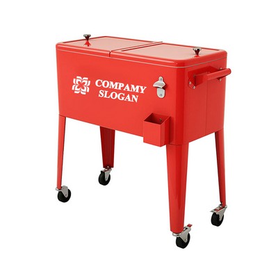 75L Patio Cooler On Wheels Cart