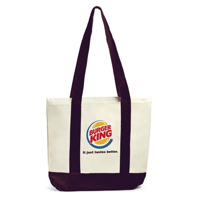 10 Oz. Two Tone Full Color Logo Cotton Canvas Boat Tote