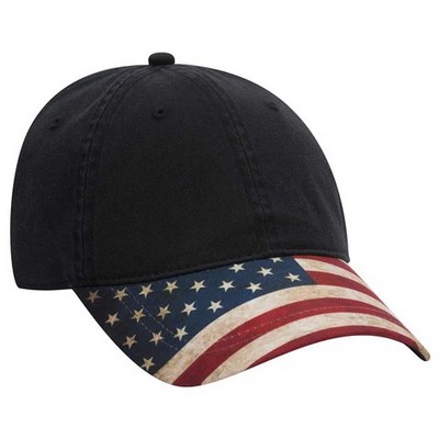 Otto Low Profile Baseball Cap w/American Flag Visor