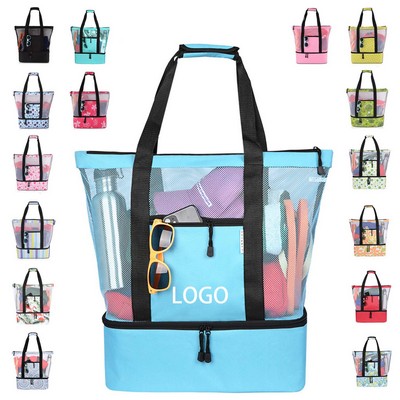 Beach Tote Bag with Cooler Compartment