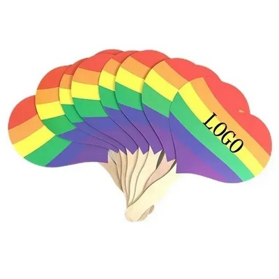 LGBT Rainbow Heart Shaped Paper Fan