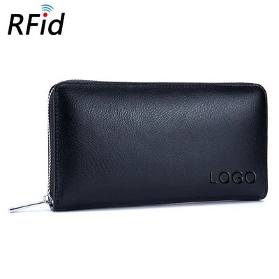 Long Leather Zipper Accordion Wallet