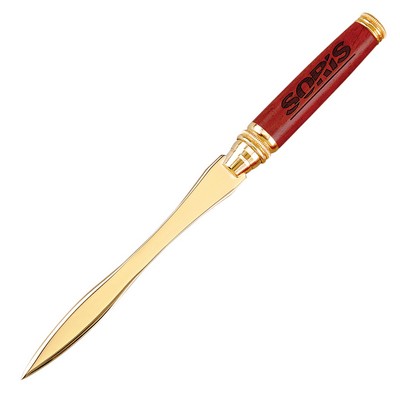 Terrific Timber-11 Letter Opener with Sunk-Relief Gold Trims